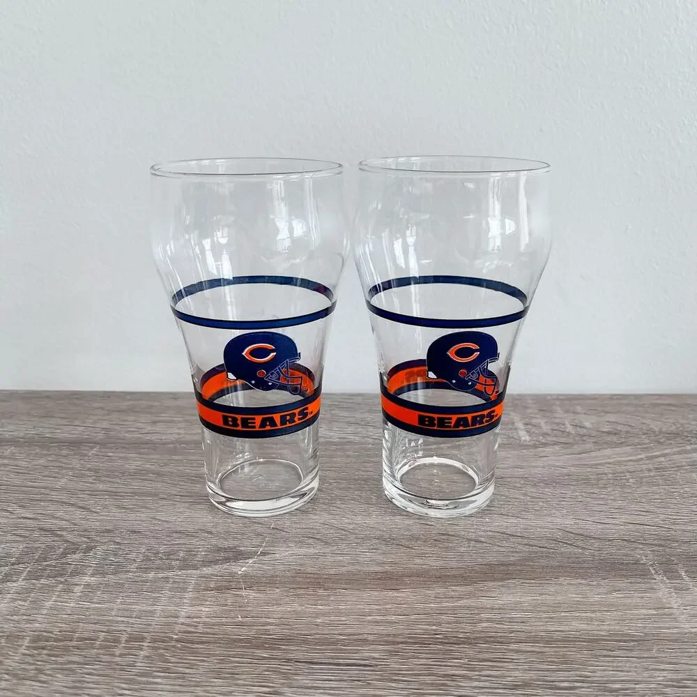Vintage (set of 2) Chicago Bears Coca-Cola Drinking Glasses